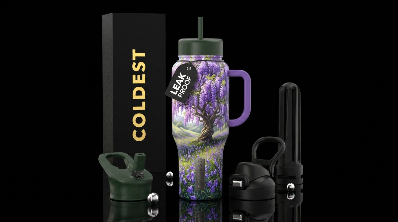 field of bellflowers water bottle design