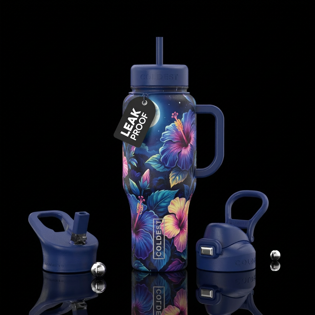 Moonlight hibiscus water bottle design