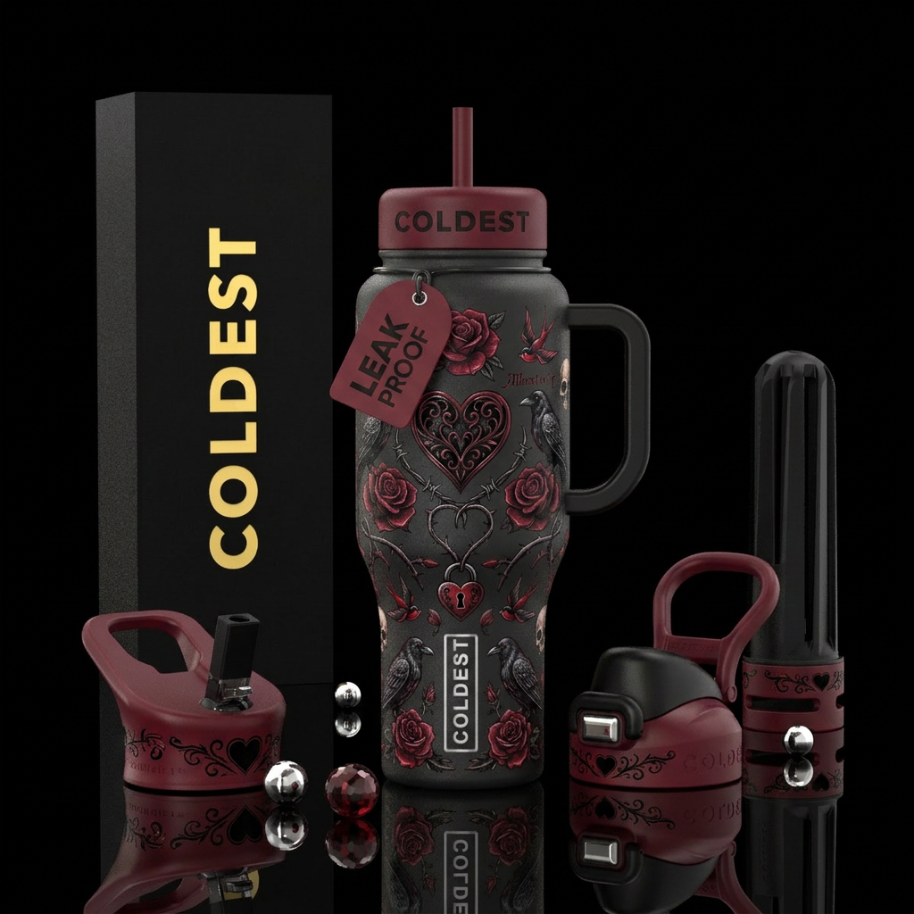 Gothic Valentine water bottle design