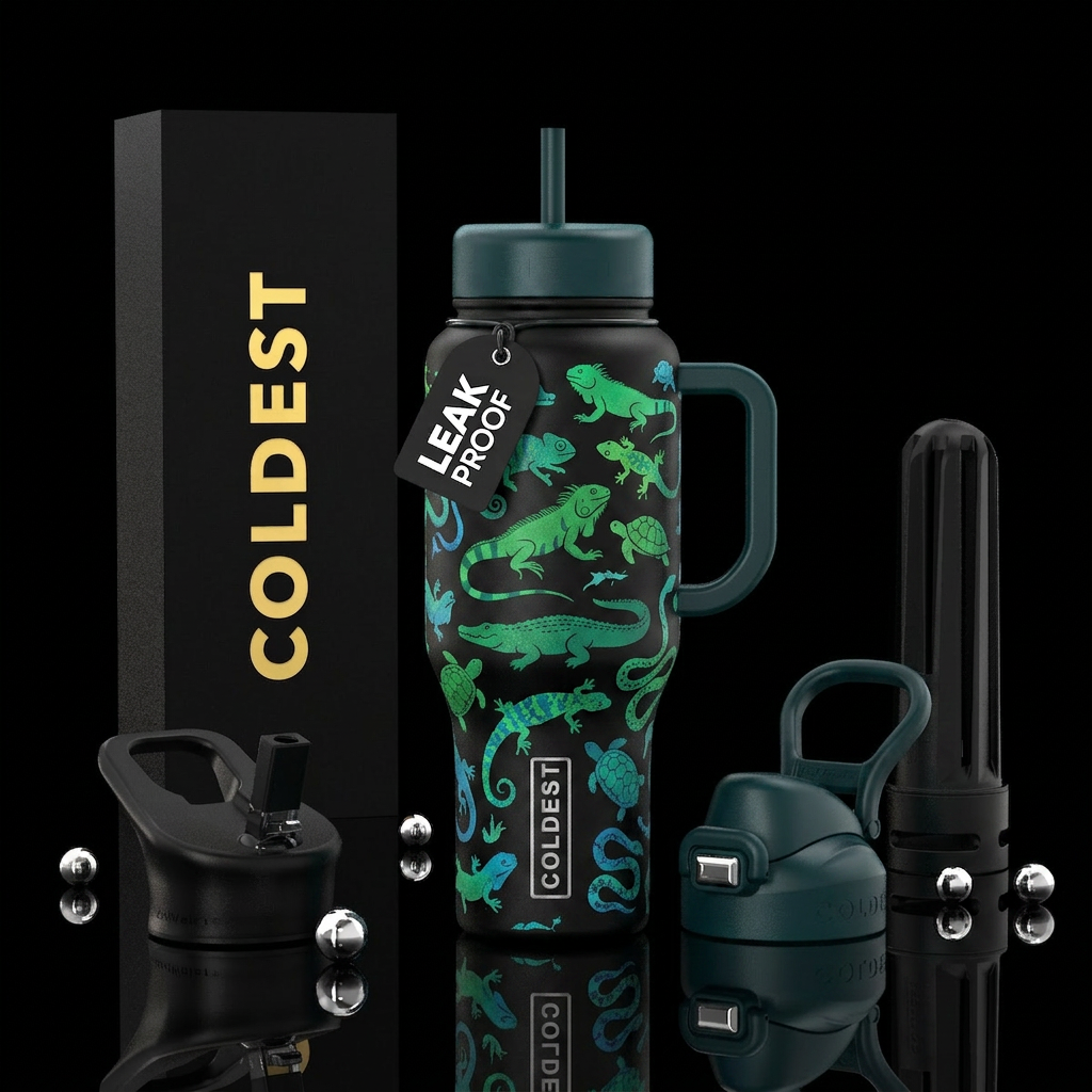 Reptile Silhouettes water bottle design