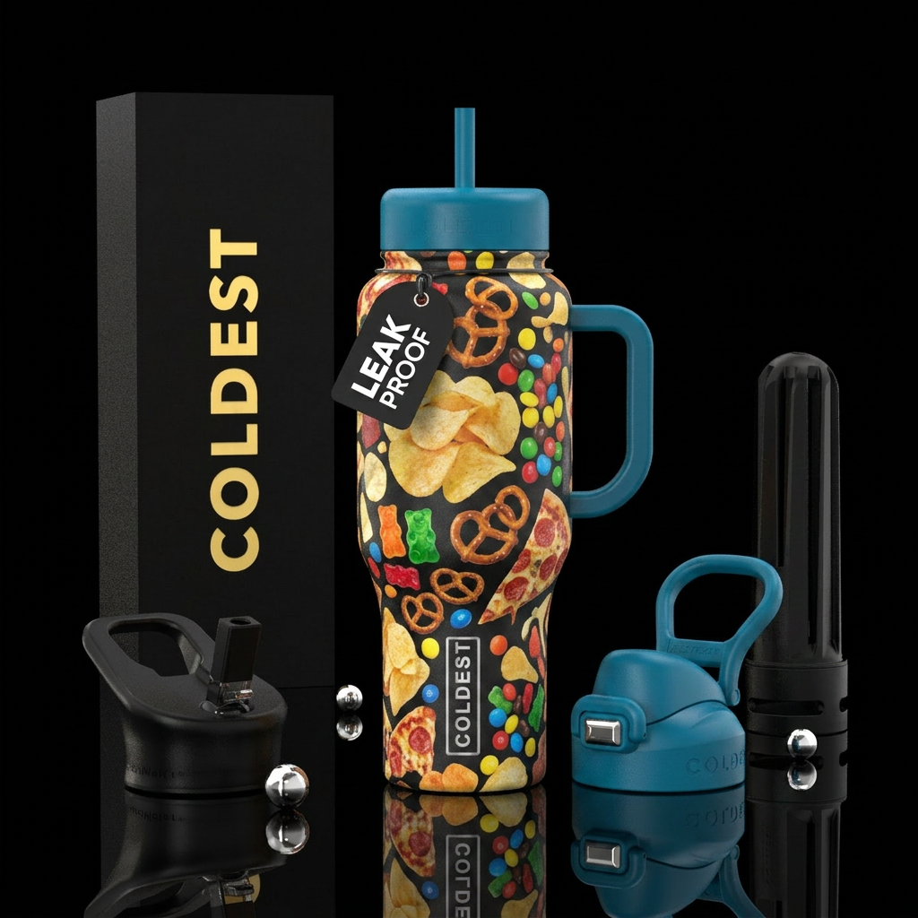 Snacks water bottle design
