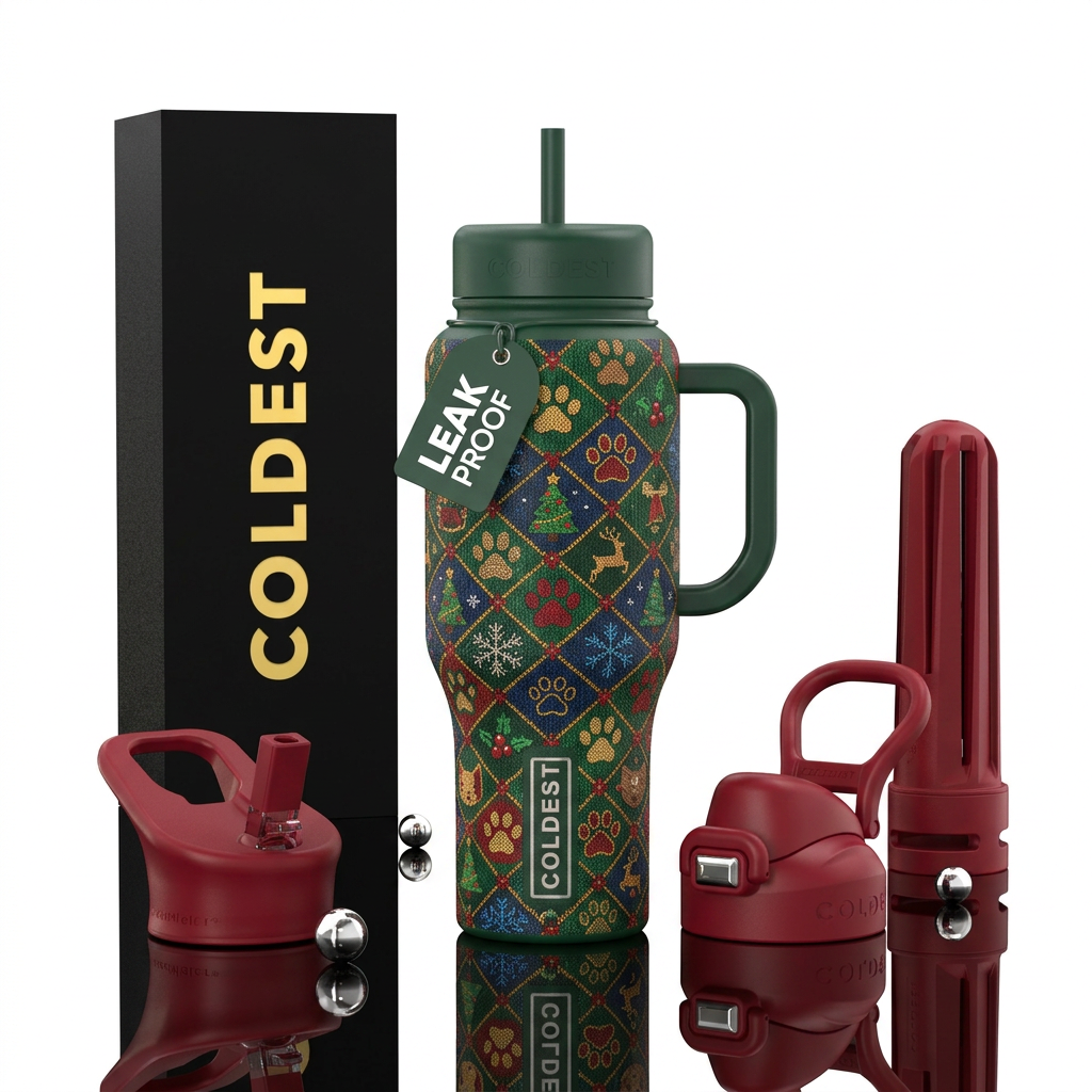 Christmas Paws water bottle design
