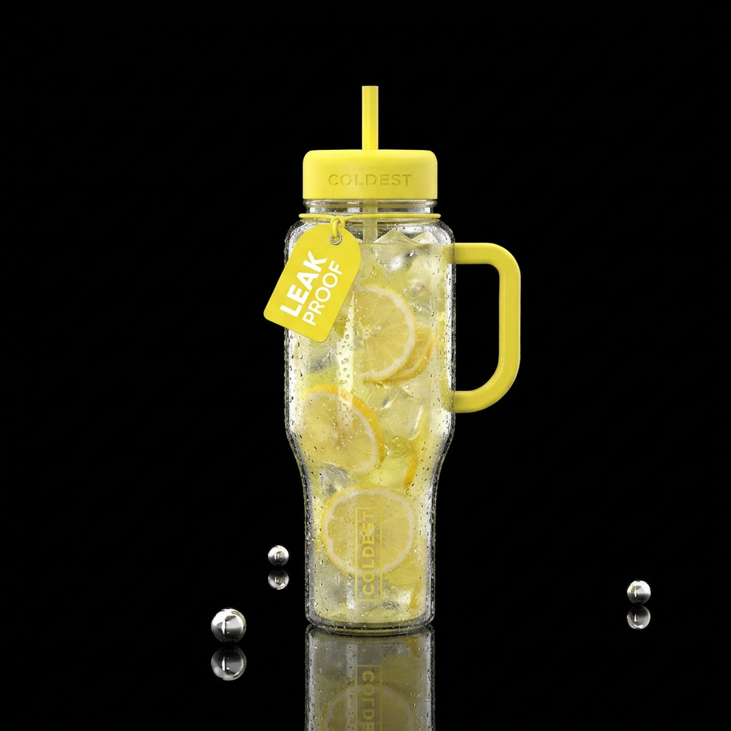 Fresh lemonade with ice water bottle design