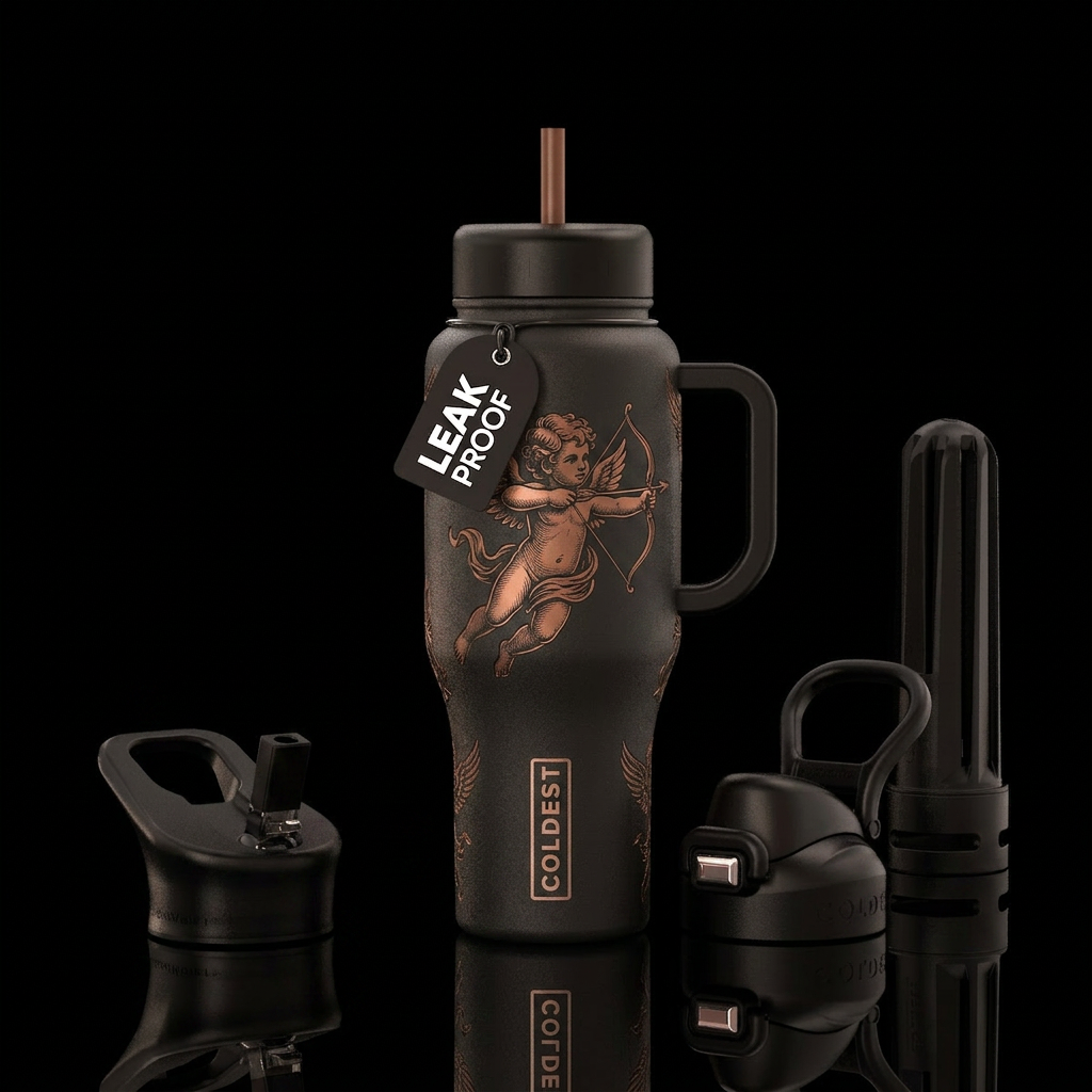 Cupid with arrow water bottle design