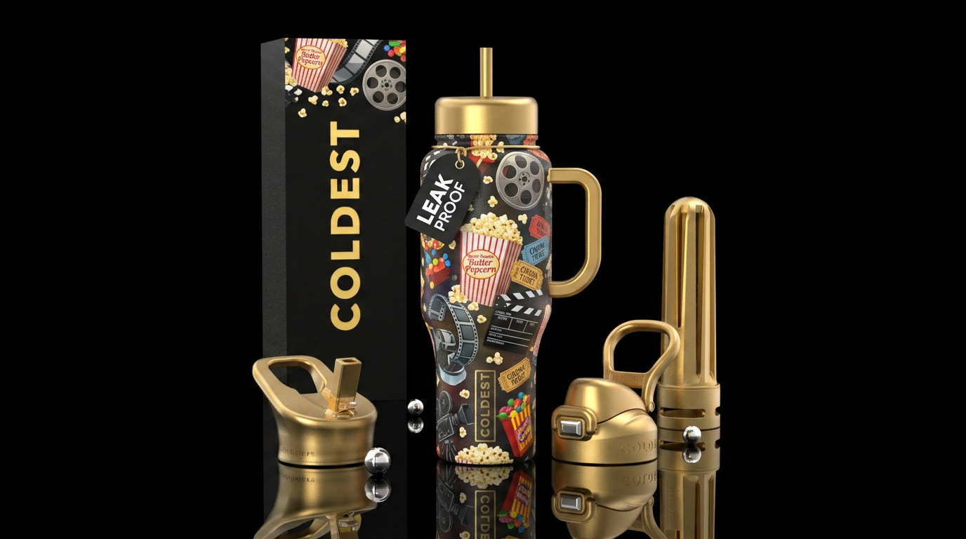 Movie night water bottle design