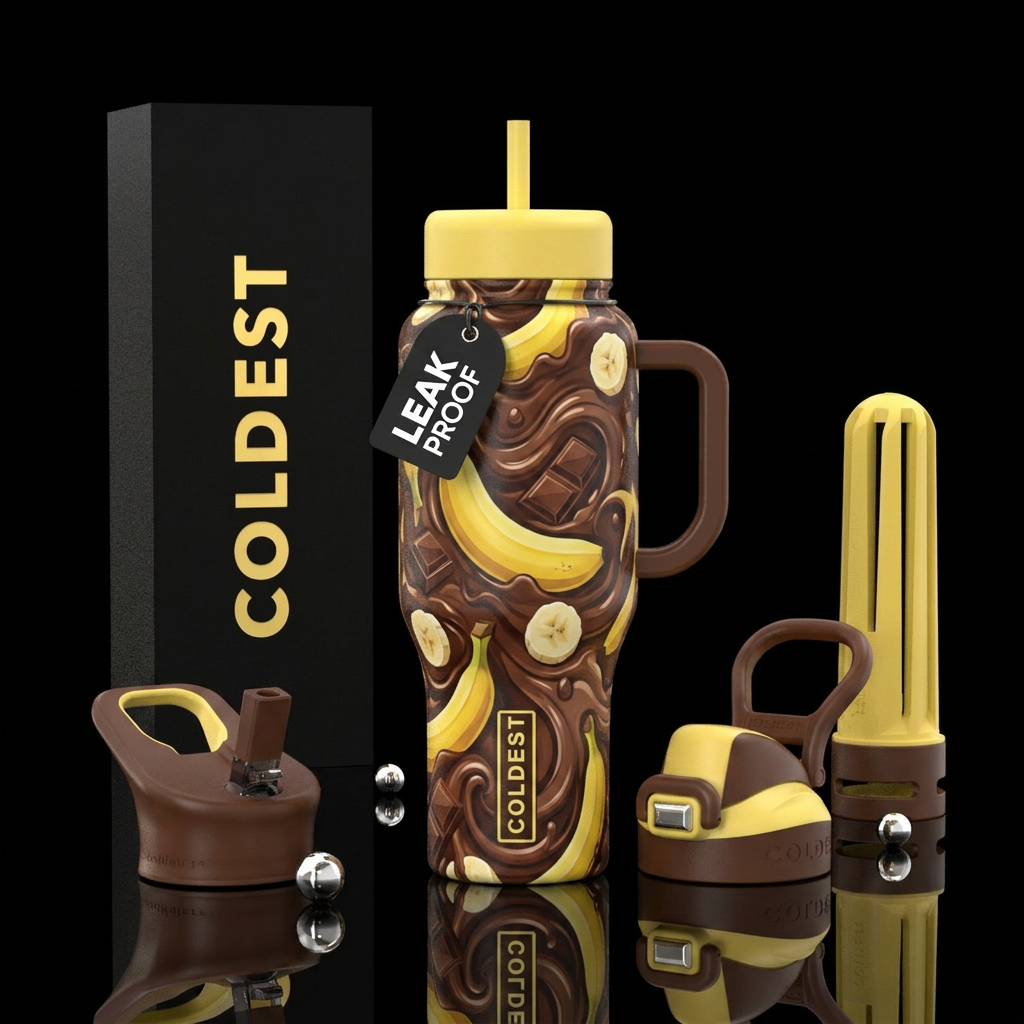 Chocolate and bananas water bottle design
