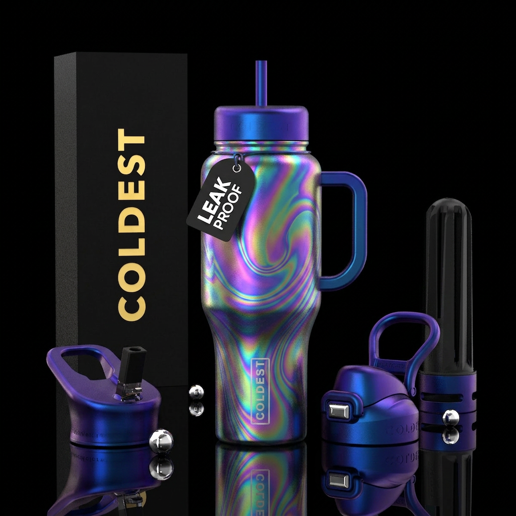 Oil slicks water bottle design