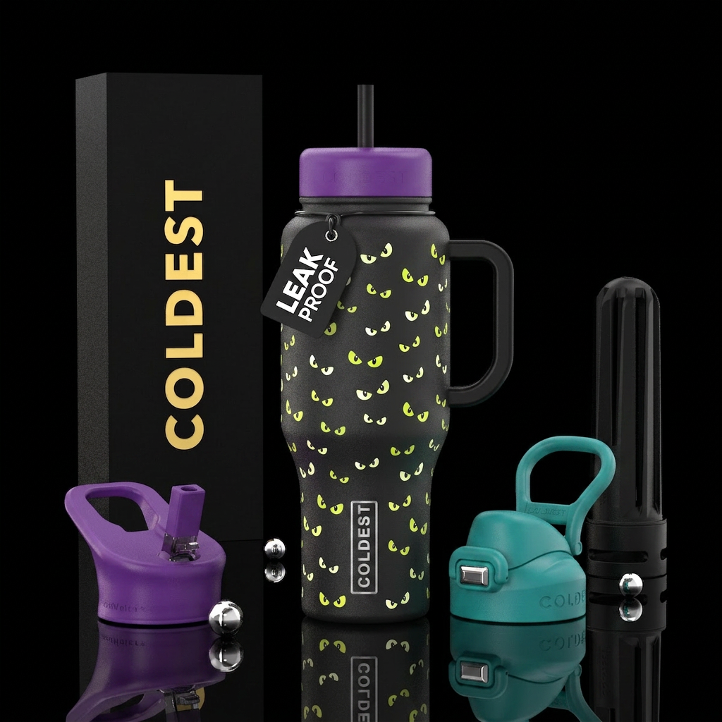 Spooky eyes water bottle design