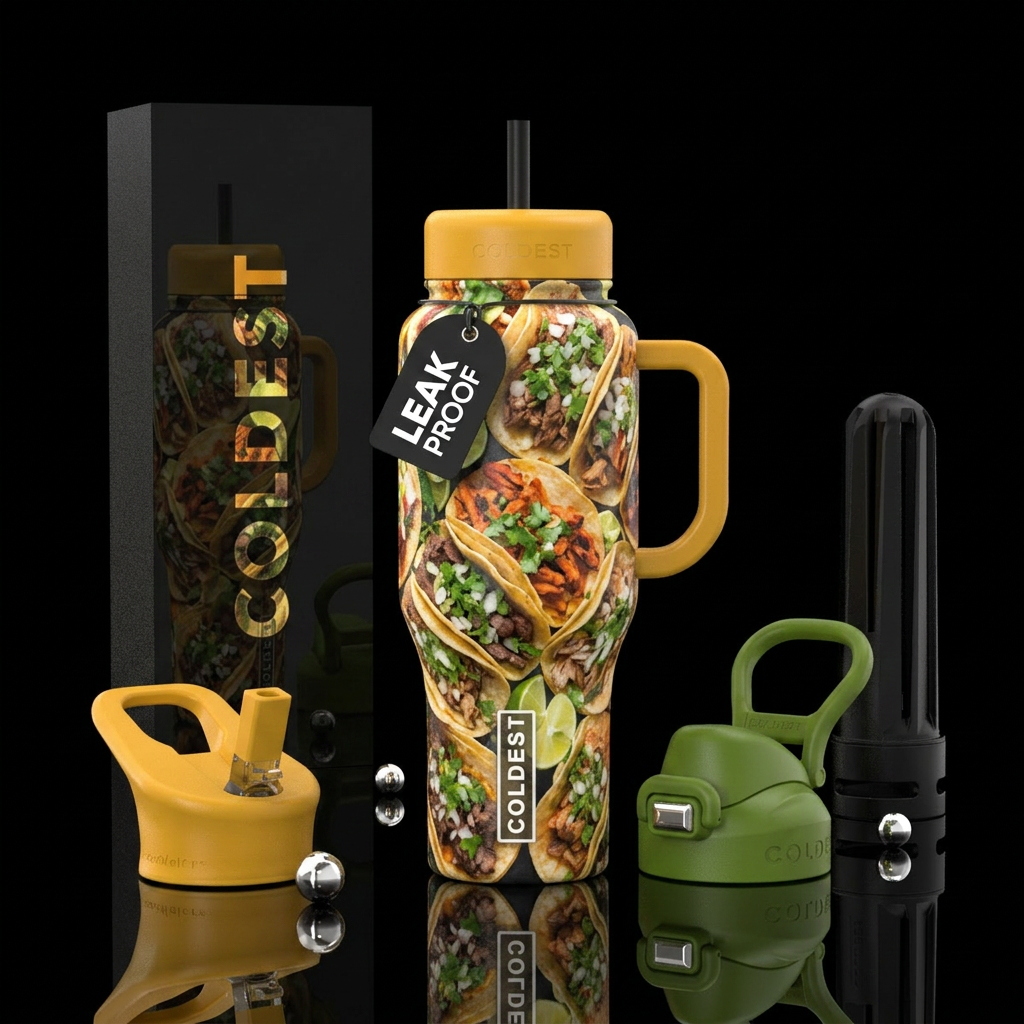 Street tacos water bottle design