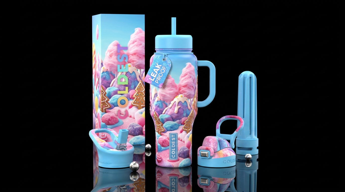 Candy Mountain water bottle design