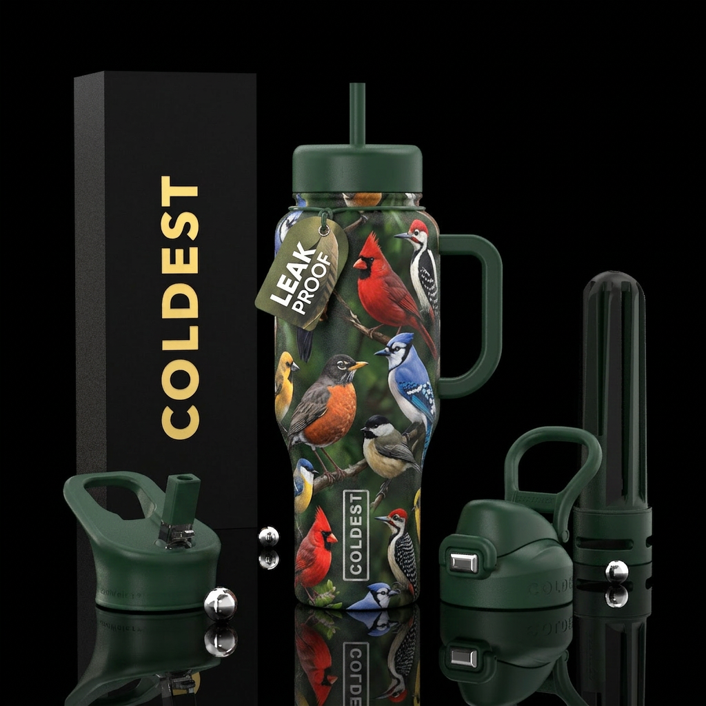 Bird watching water bottle design