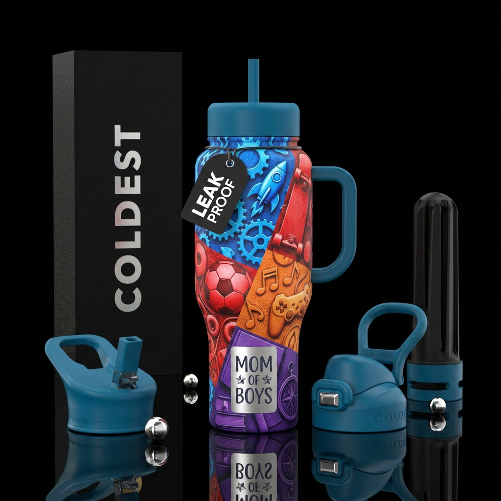 Mom of boys water bottle design