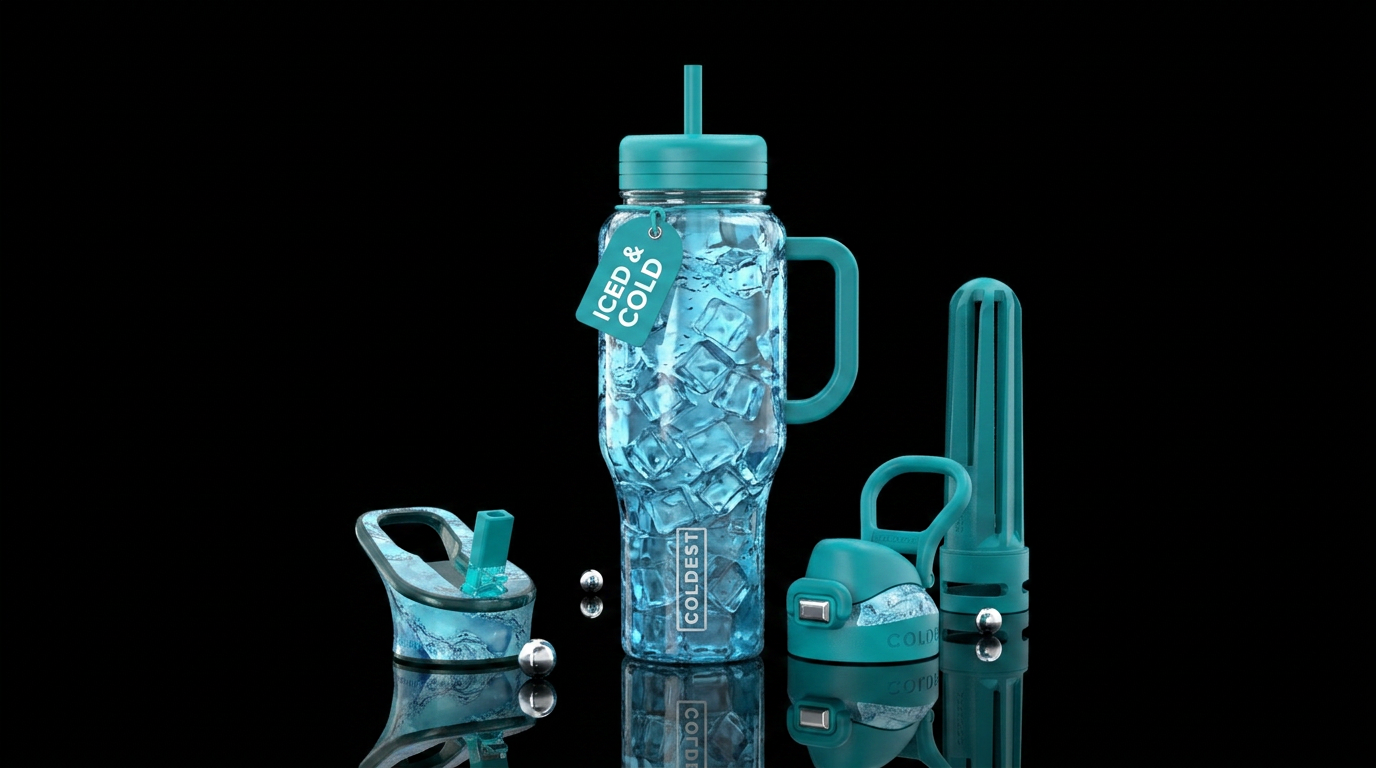 Water with ice water bottle design