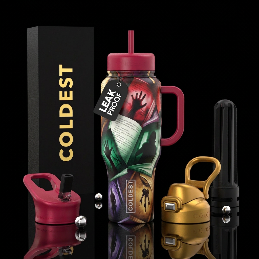 Thriller Reader water bottle design