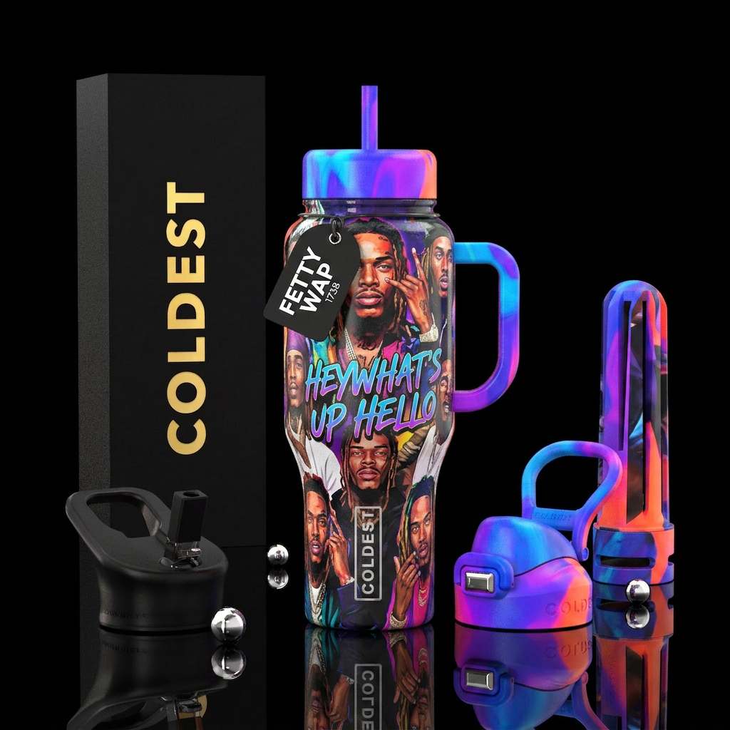 Fetty wap hey what’s up hello water bottle design