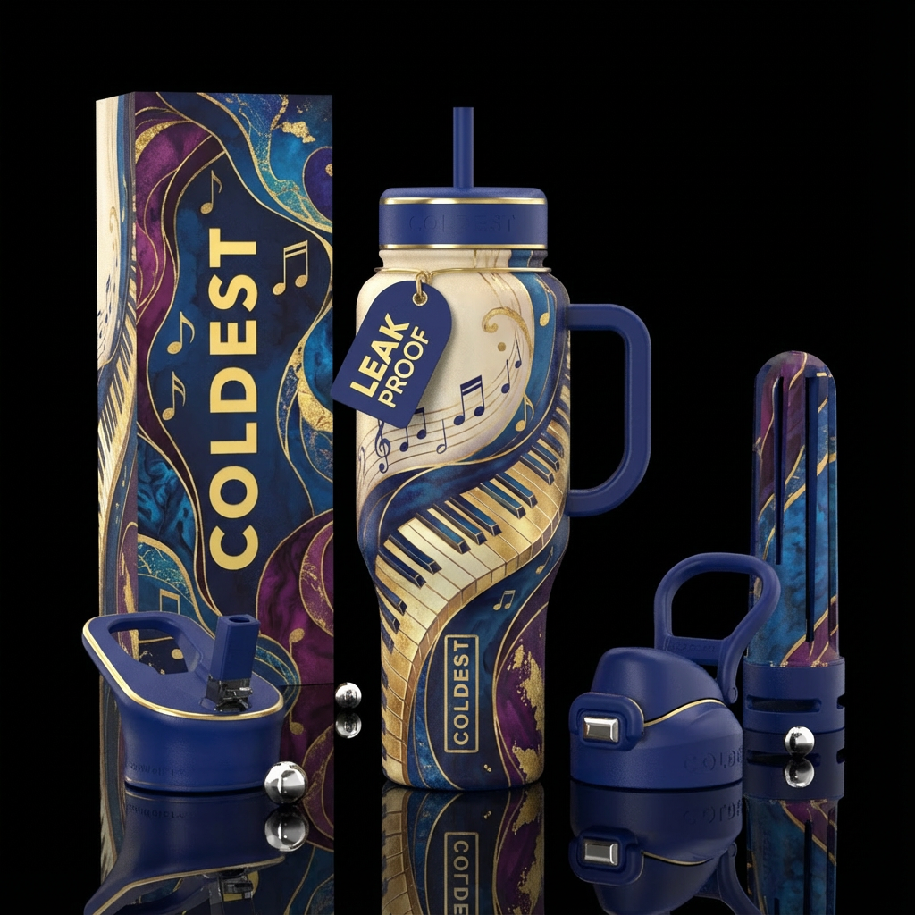 Pianist water bottle design