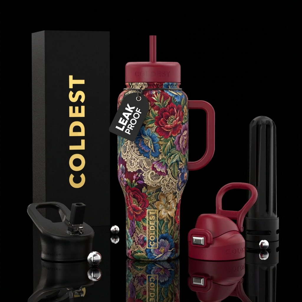 Victorian dress form floral, photorealistic, detai... water bottle design