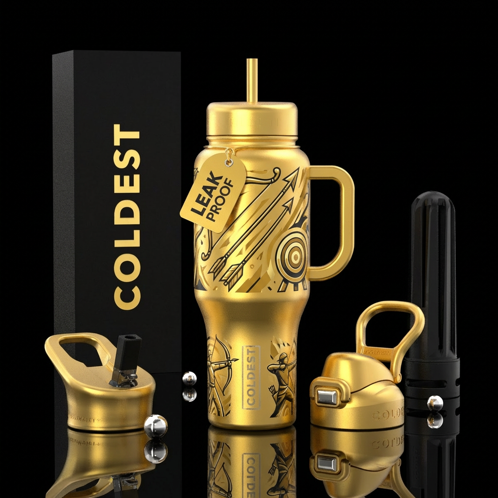Archery,  gold and bold water bottle design