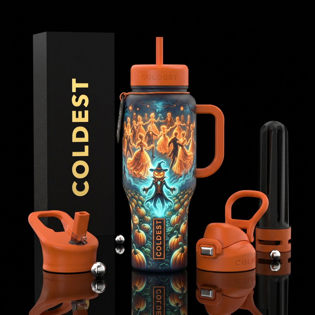 Pumpkin Master's Ghostly Ball water bottle design