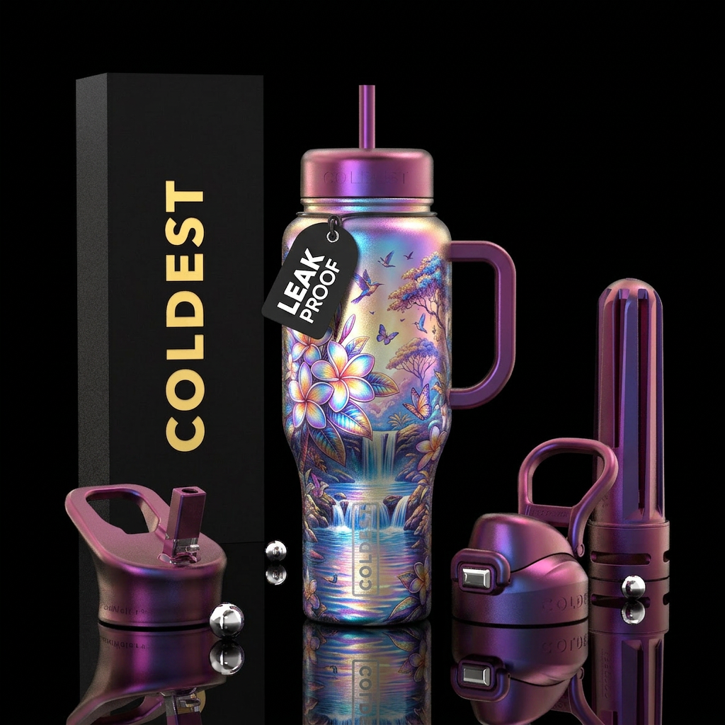 Plumeria Haven water bottle design