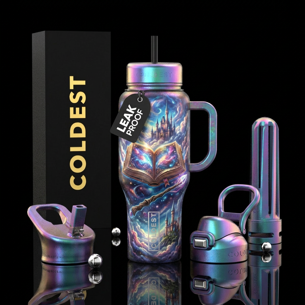 Merlin's World water bottle design