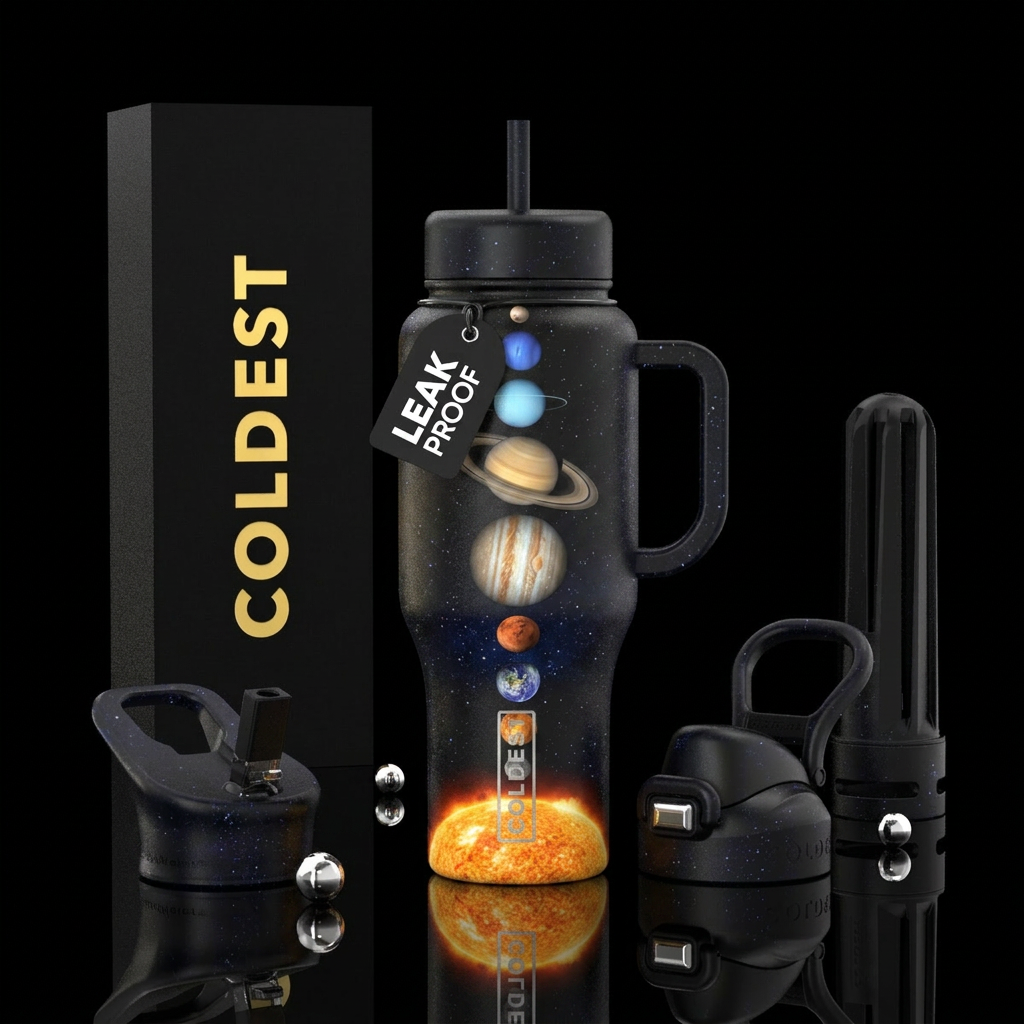 Full planetary alignment water bottle design