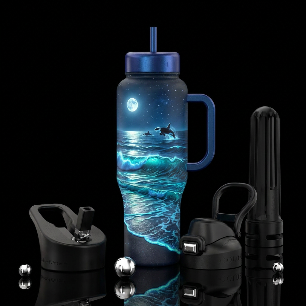 Bioluminescene glow water bottle design