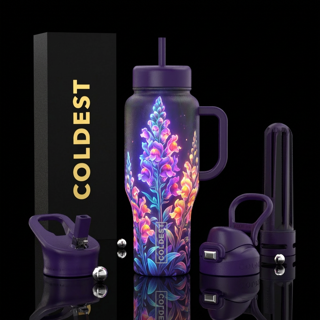 Glowing snap dragons water bottle design