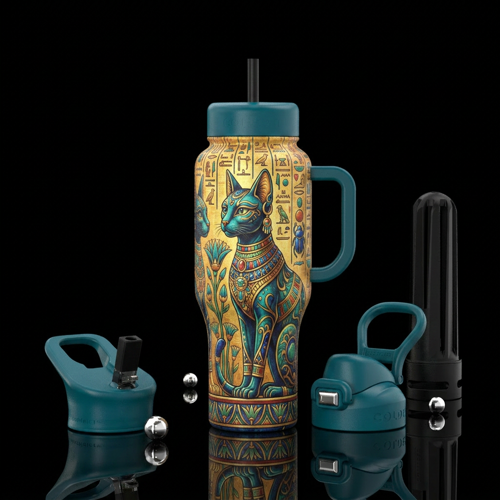 Egyptian Cat water bottle design