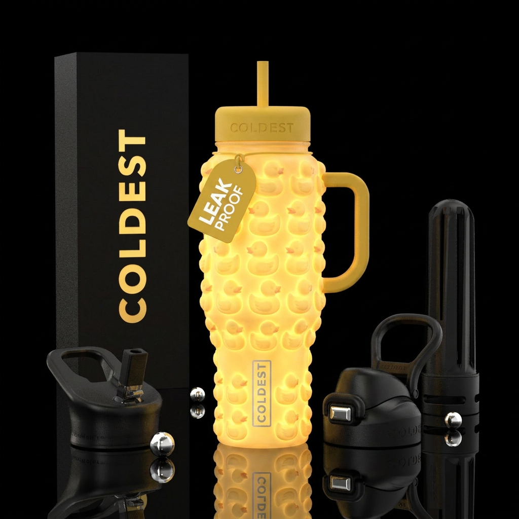 Glow rubber duck water bottle design