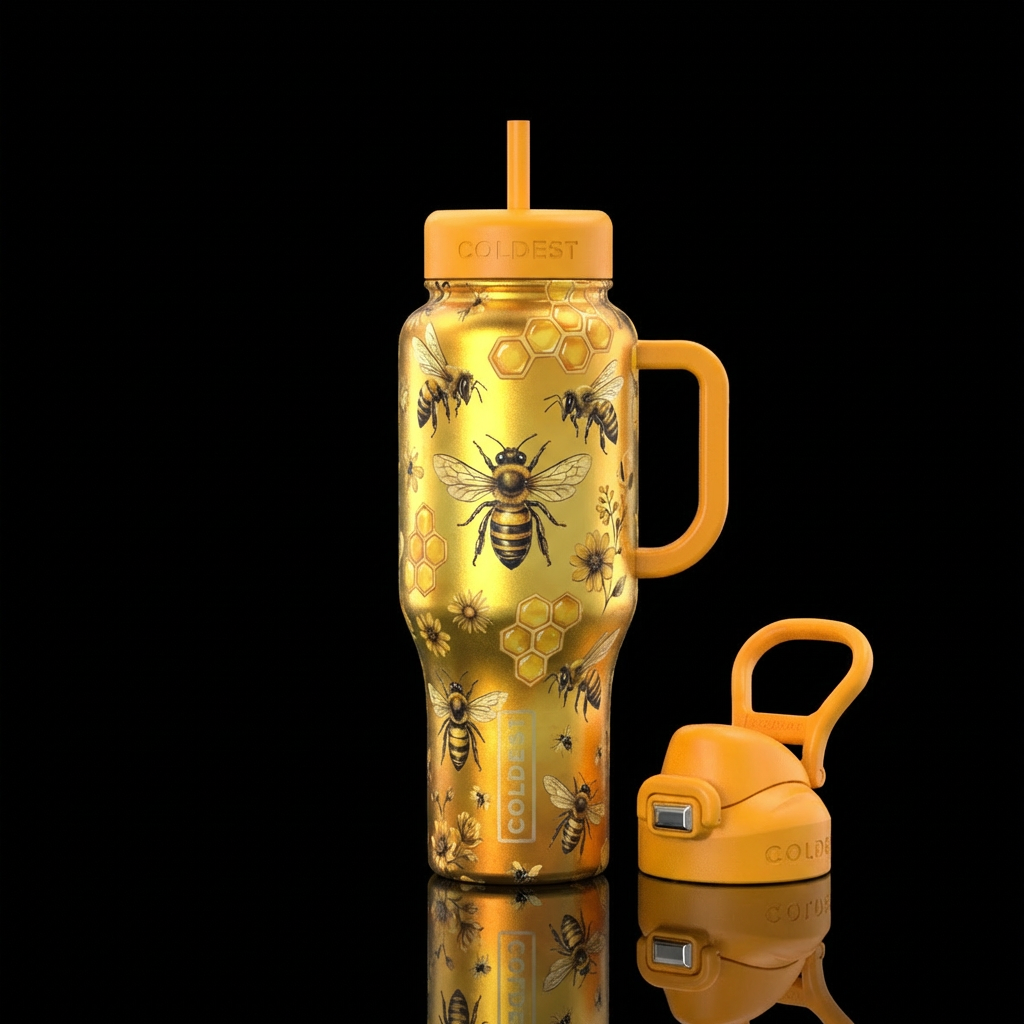 Bee happy water bottle design