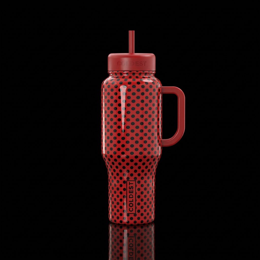 Lady in red water bottle design