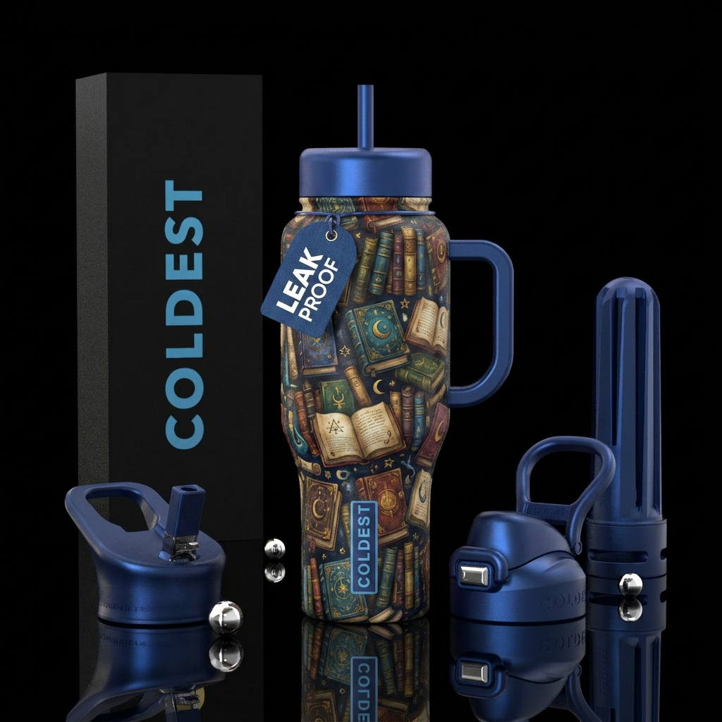 Wizardly books water bottle design