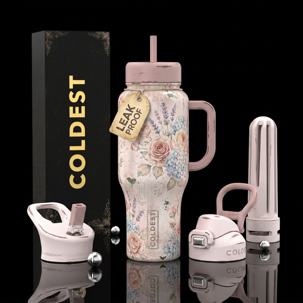 Shabby chic water bottle design