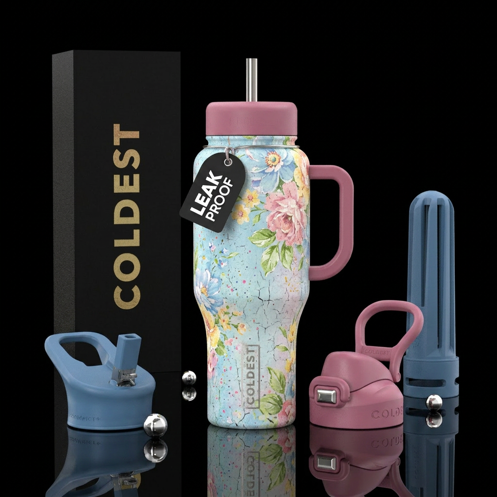 Shabby chic water bottle design