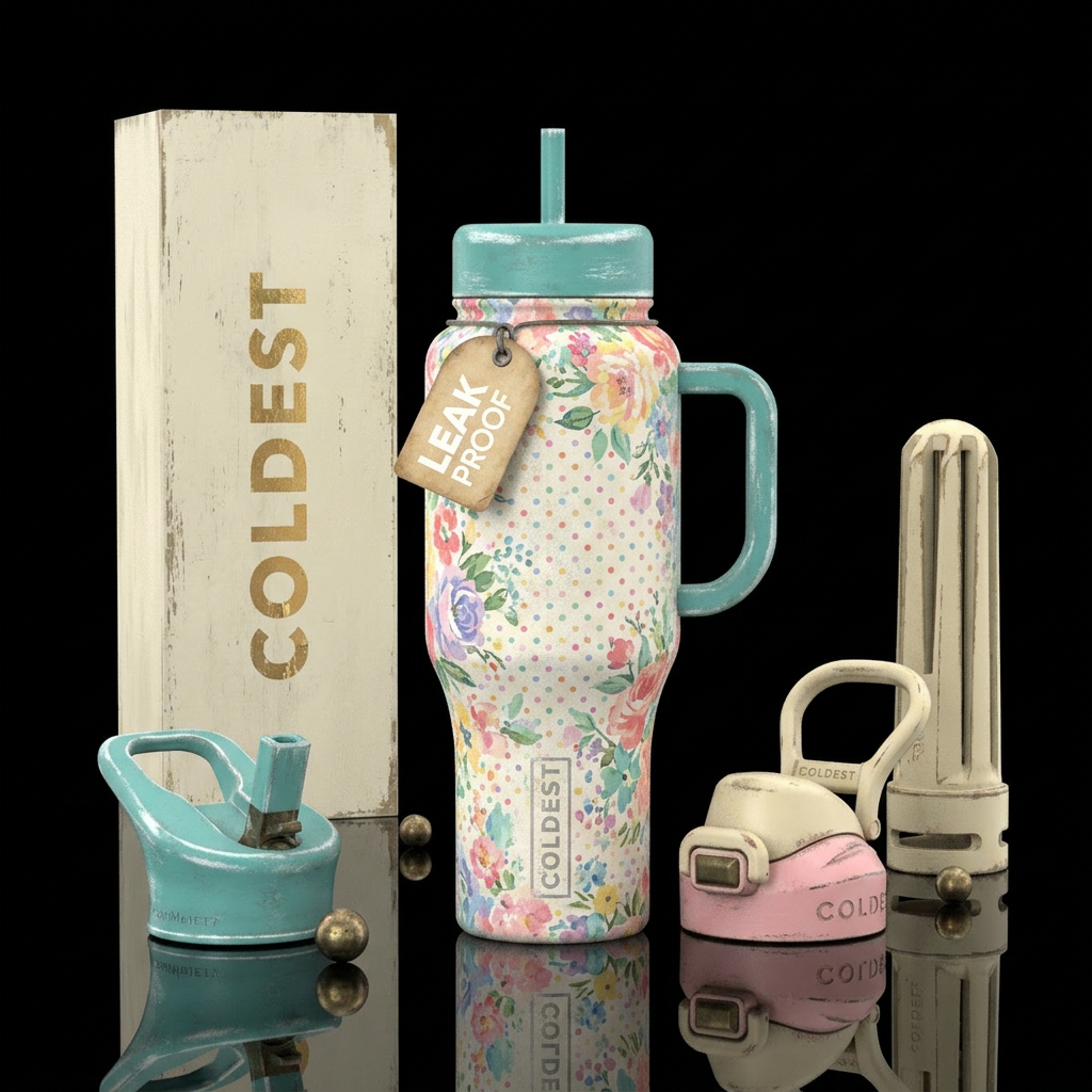 Shabby chic water bottle design