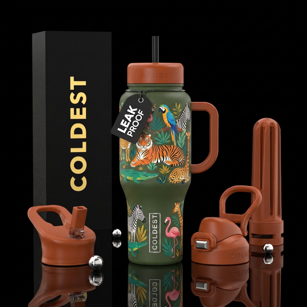 Zoo animals water bottle design