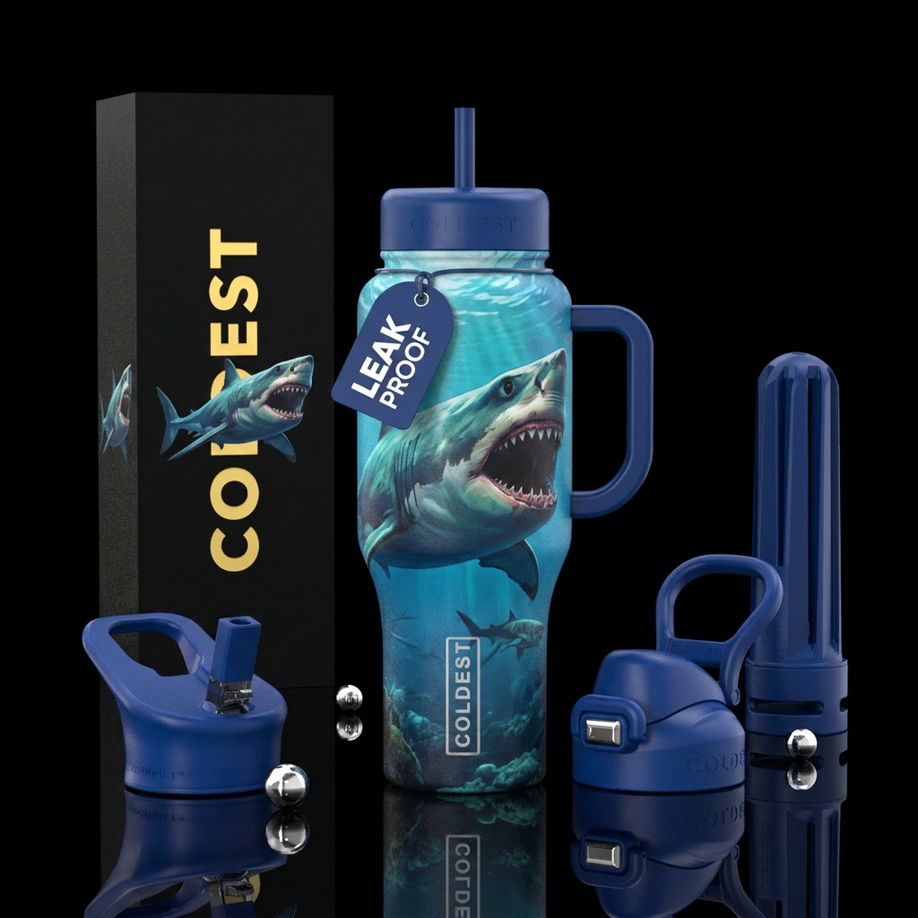 Megalodon water bottle design