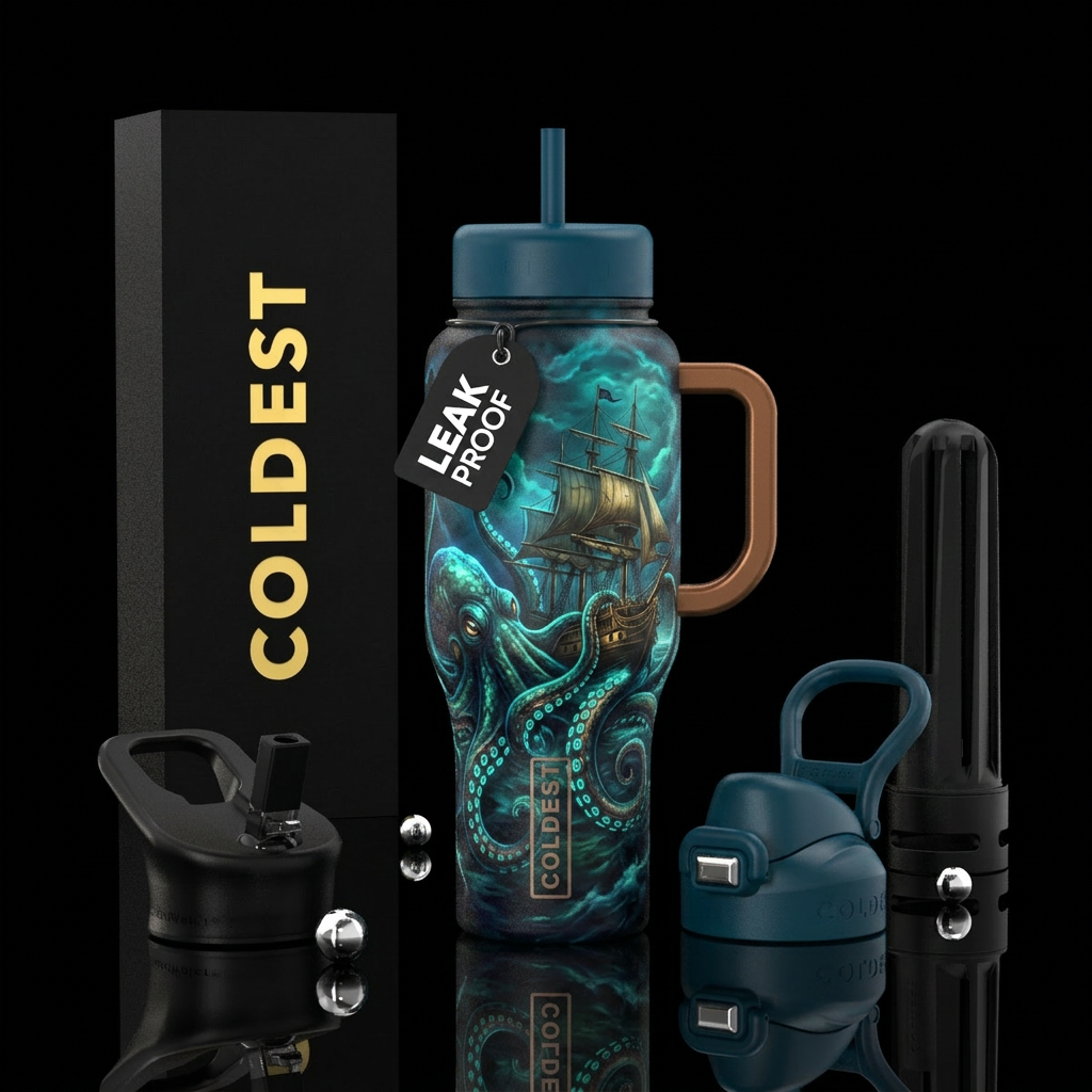 Glowy Kraken water bottle design
