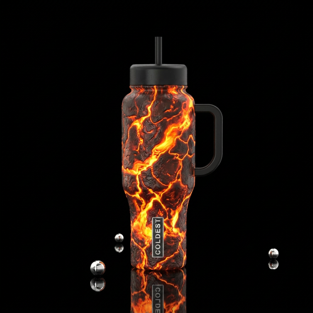Molten lava water bottle design
