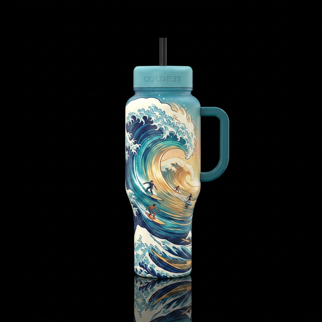 Tsunami, surfing water bottle design