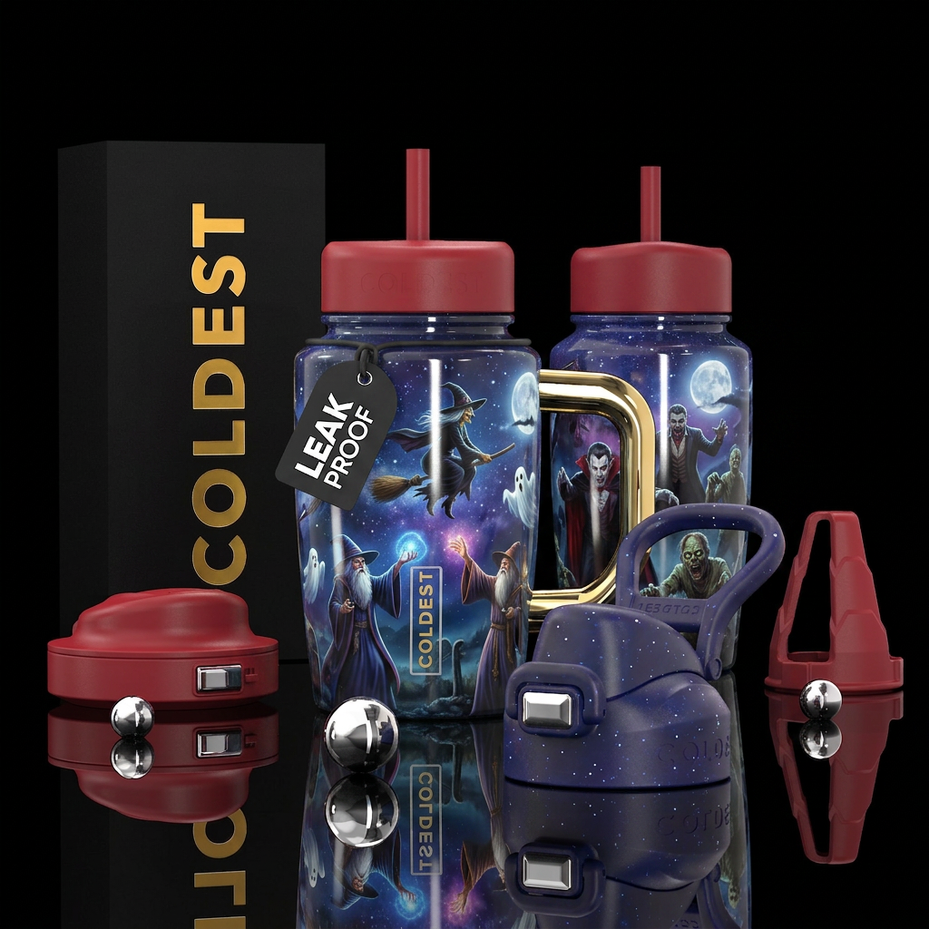 Witches, wizards, vampires, zombies, ghosts, starr... water bottle design
