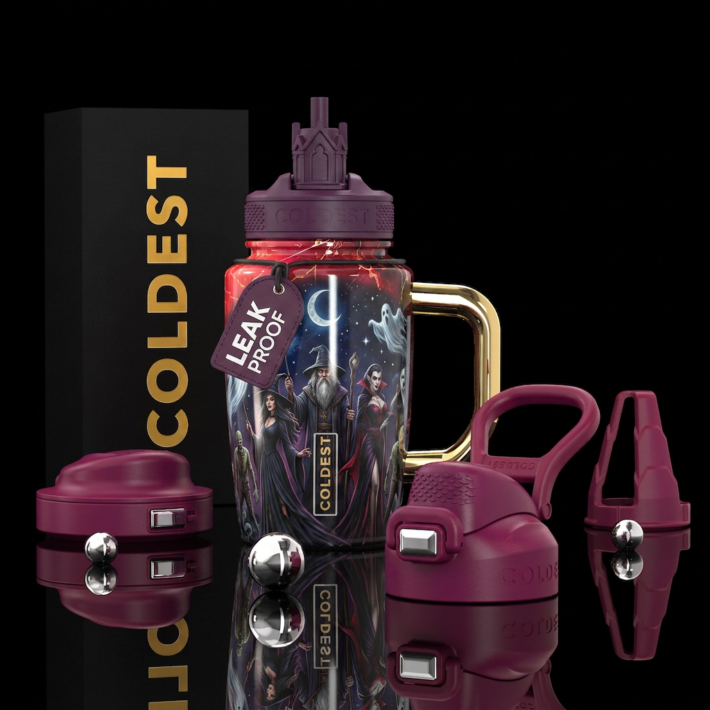 Witches, wizards, vampires, zombies, ghosts, starr... water bottle design