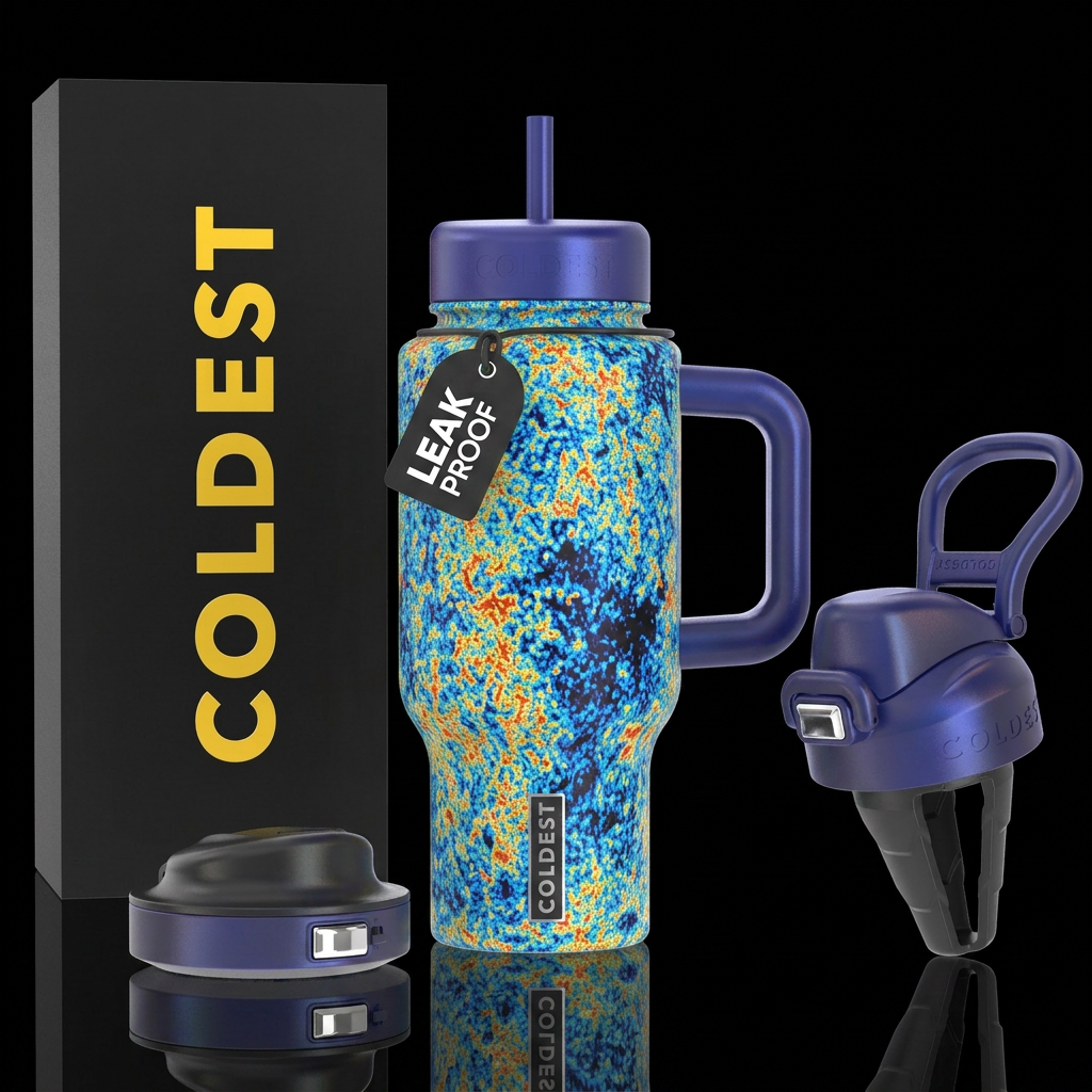 Cosmic microwave background water bottle design