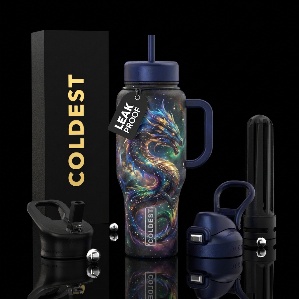 celestial, dragon water bottle design