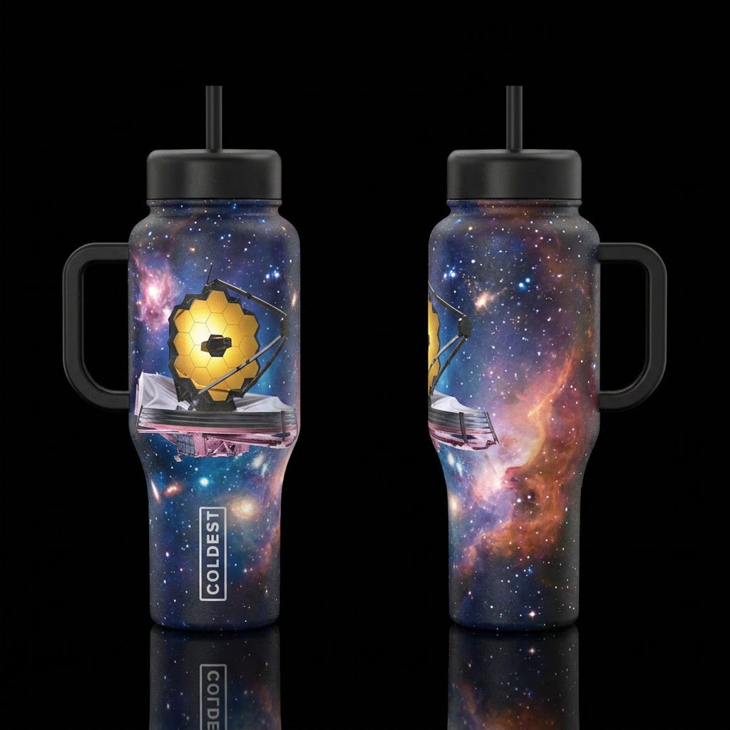 Space, JWST, show front and back water bottle design