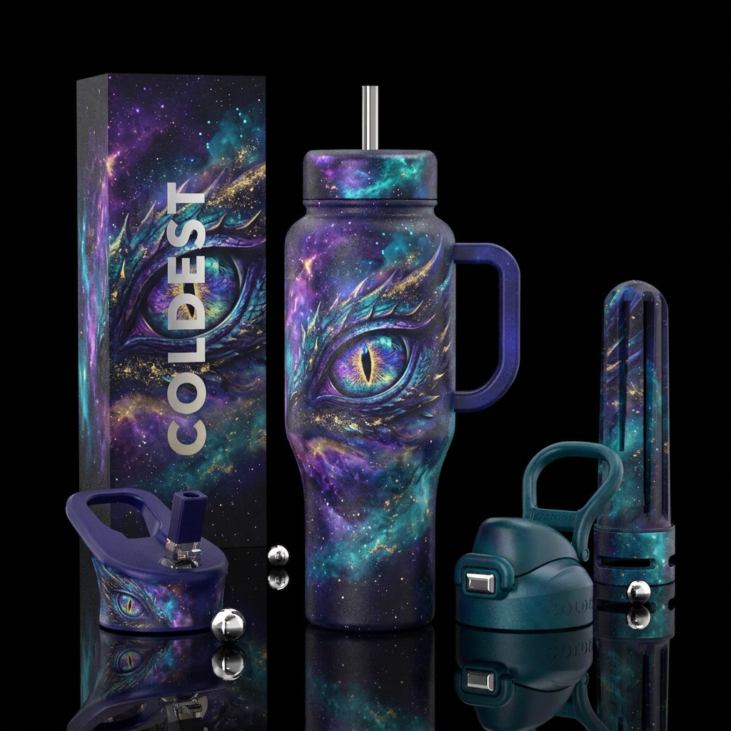 Celestial dragon eye, space water bottle design