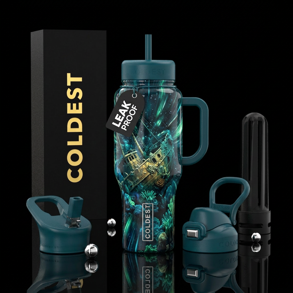warp speed, shipwreck water bottle design