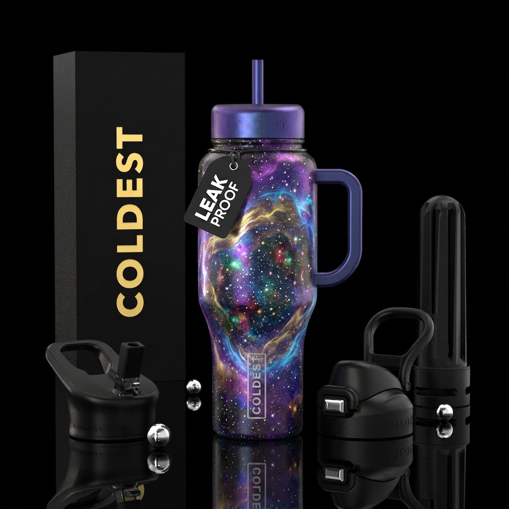 Aura, starry sky water bottle design