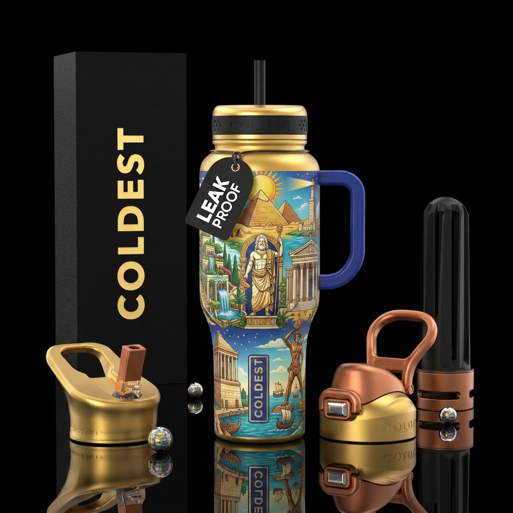 Ancient Wonders water bottle design